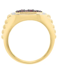 Effy Collection Men's Diamond (1/3 ct. t.w.) & Ruby (1/3 ct. t.w.) Ring in 14k Yellow Gold