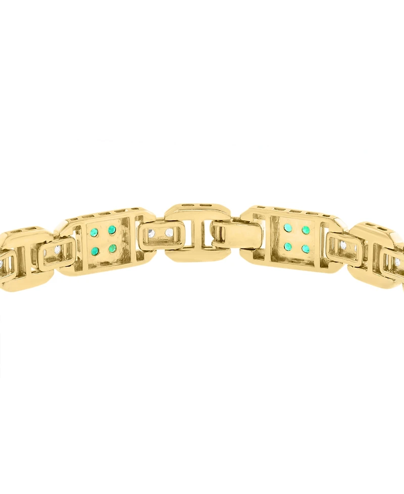 Effy Collection Men's Emerald (2-1/2 ct. t.w.) & White Zircon (3-3/8 ct. t.w.) Bracelet in 14k Gold-Plated Sterling Silver