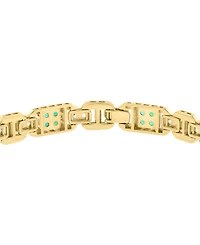 Effy Collection Men's Emerald (2-1/2 ct. t.w.) & White Zircon (3-3/8 ct. t.w.) Bracelet in 14k Gold-Plated Sterling Silver