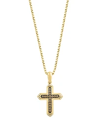 Effy Collection Men's White Diamond (1/20 ct. t.w.) & Brown Diamond (1/3 ct. t.w.) Pendant Necklace in 14k Gold-Plated Sterling Silver