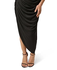 Adrianna Women's One Shoulder Ruched Long Dress
