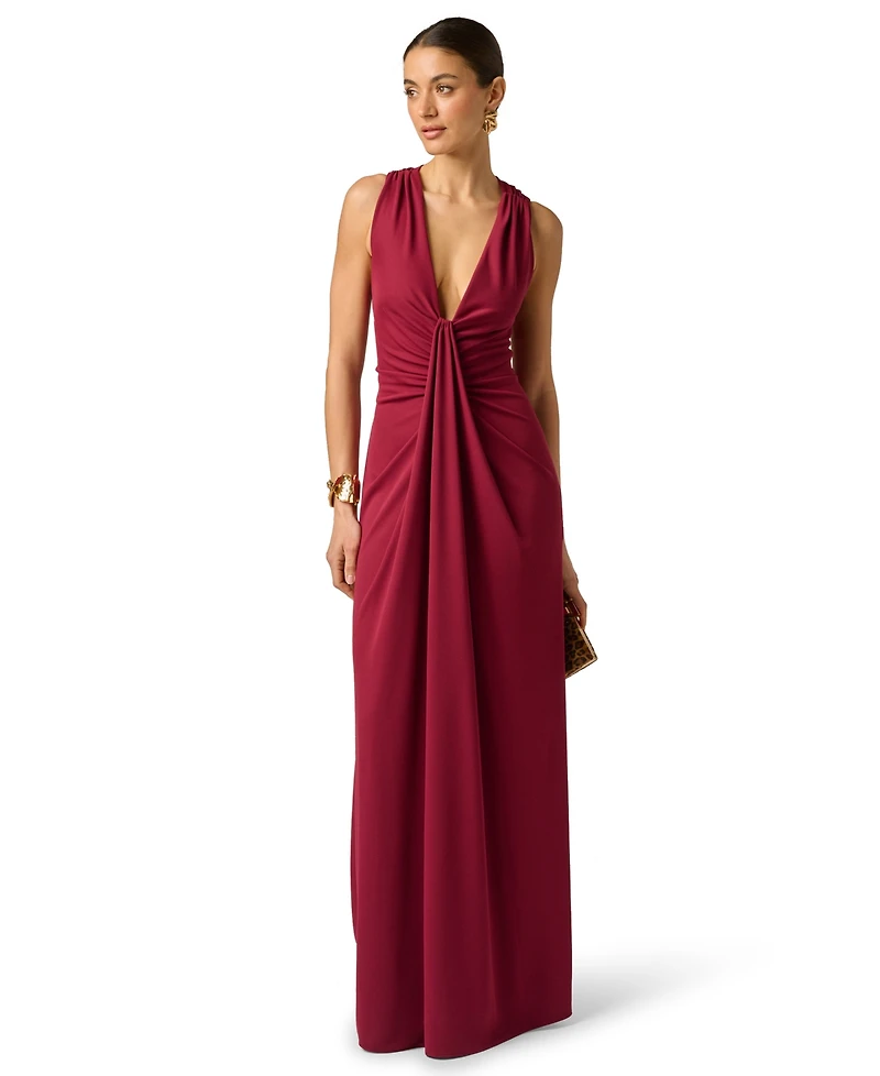 Adrianna Women's Artisan Plunge V-Neck Draped Ball Gown