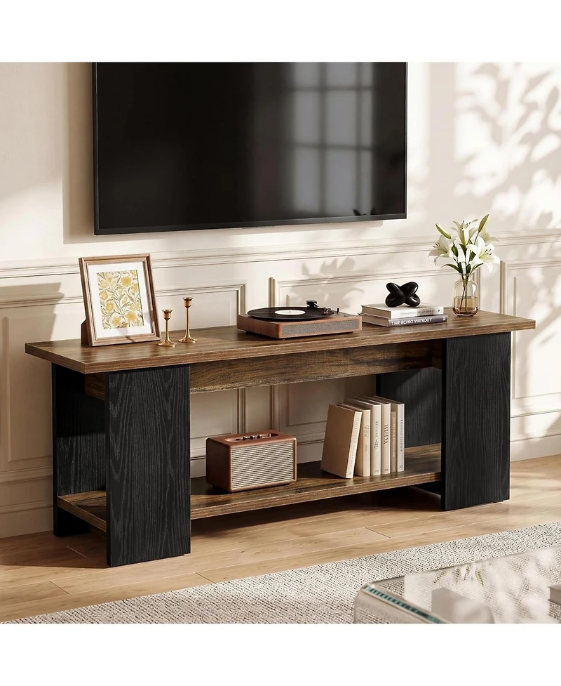 Tribesigns 63" Tv Stand for 55/60/65/70/75-Inch TVs, Farmhouse Entertainment Center with Open Storage Shelves, Long Television Media Console