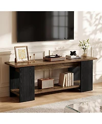 Tribesigns 63" Tv Stand for 55/60/65/70/75-Inch TVs, Farmhouse Entertainment Center with Open Storage Shelves, Long Television Media Console