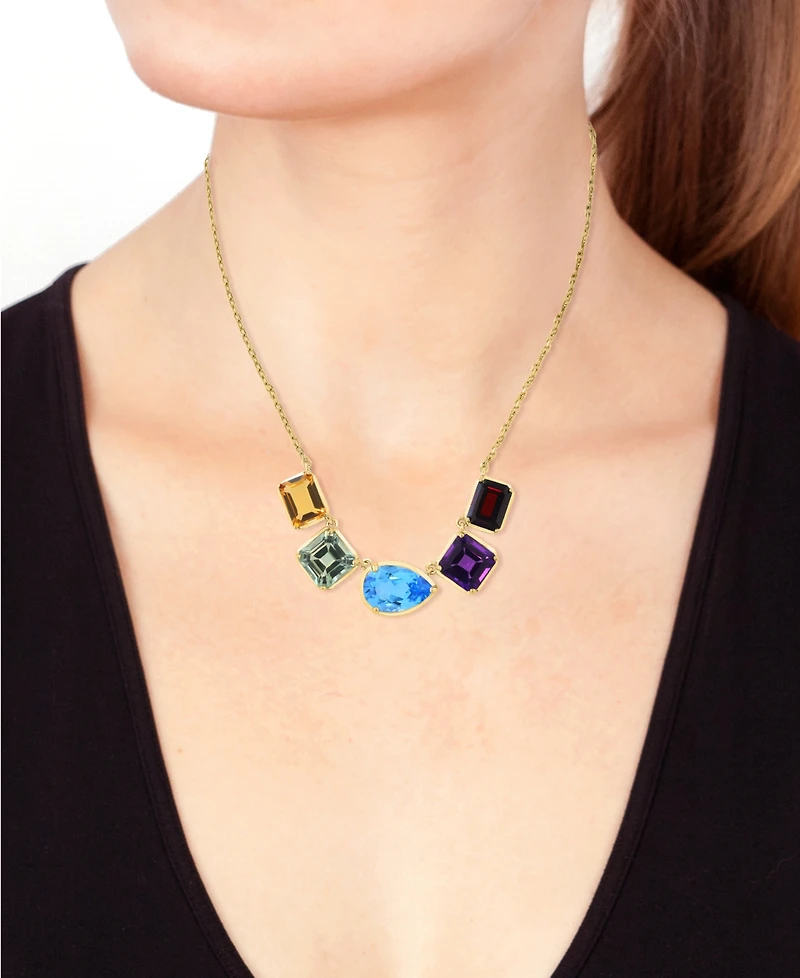 Effy Collection Multi-Gemstone Necklace (10-1/4 ct. t.w.) in 14k Gold Over Sterling Silver