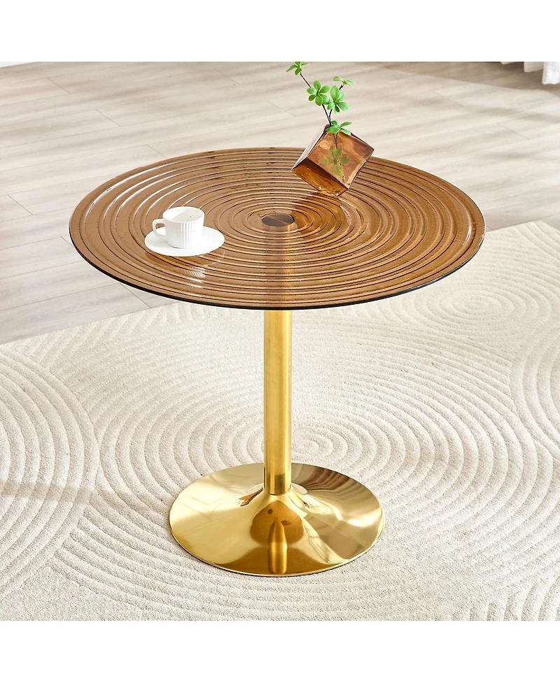 Streamdale Furniture 35" Luxury Glass Round Table with Metal Pillar