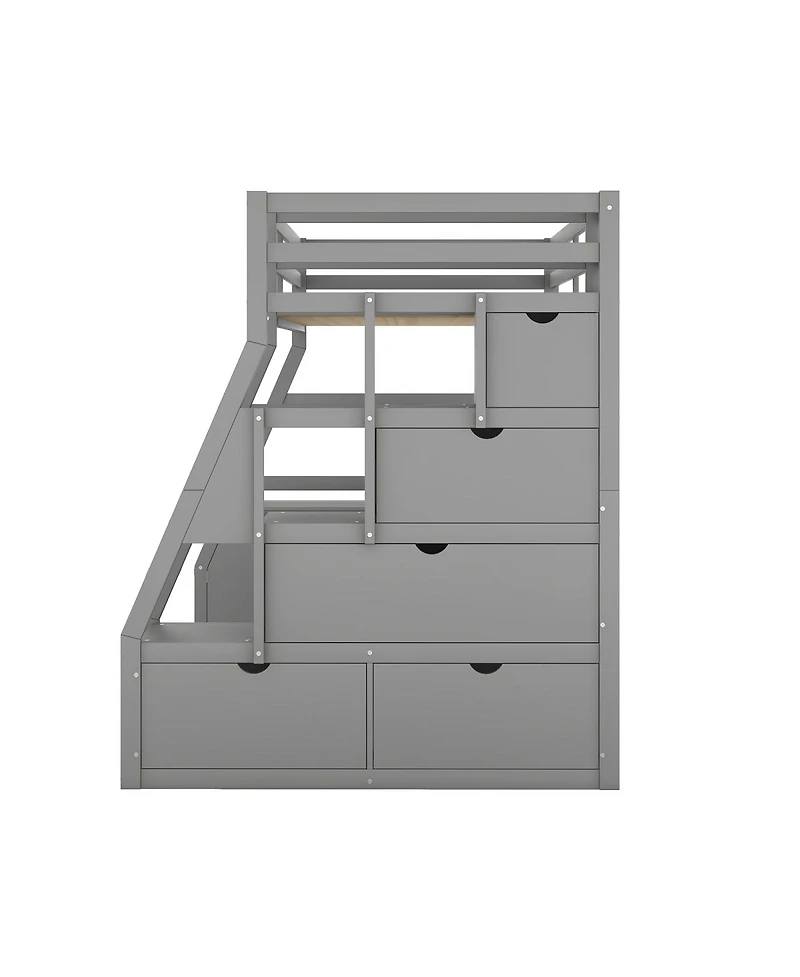 Streamdale Furniture Loft Bed with 7 Drawers 2 Shelves and Desk