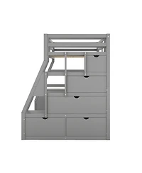 Streamdale Furniture Loft Bed with 7 Drawers 2 Shelves and Desk