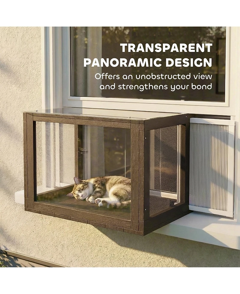 PawHut Window Catio Outdoor Cat Enclosure Adjustable 25"–41"