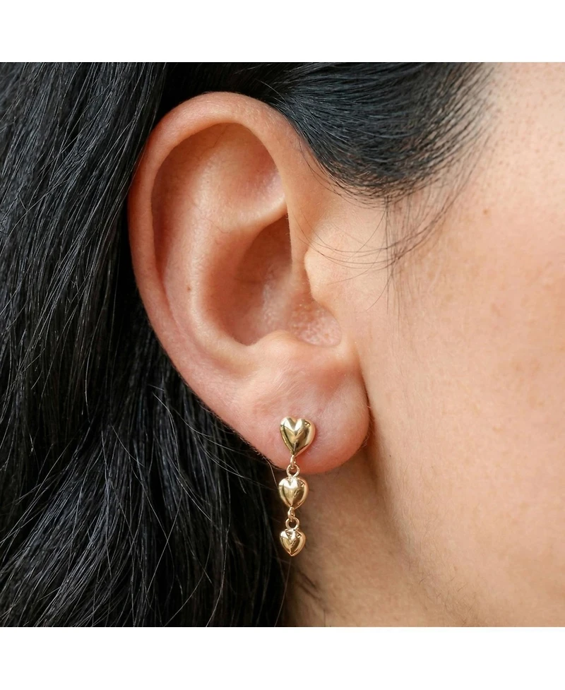 The Lovery Gold Heart Dangle Screw Back Earrings 14K Yellow Gold