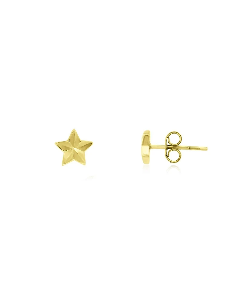 The Lovery Fluted Puffy Star Stud Earrings 14K Yellow Gold