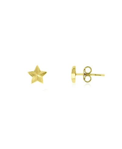 The Lovery Fluted Puffy Star Stud Earrings 14K Yellow Gold