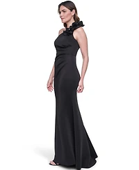 Eliza J Women's One-Shoulder Floral Applique Ball Gown