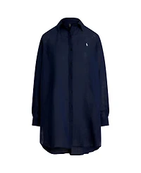 Polo Ralph Lauren Women's Navy Blue Boyfriend Shirt Swimsuit Cover Up