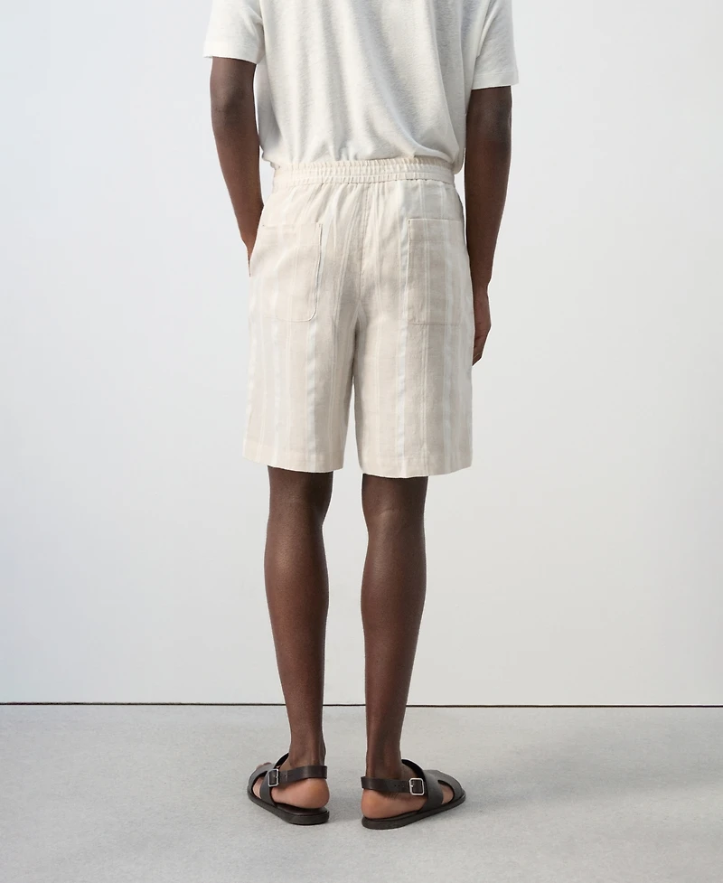 Mango Men's Striped Linen-Blend 8.54" Bermuda Shorts