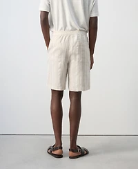 Mango Men's Striped Linen-Blend 8.54" Bermuda Shorts
