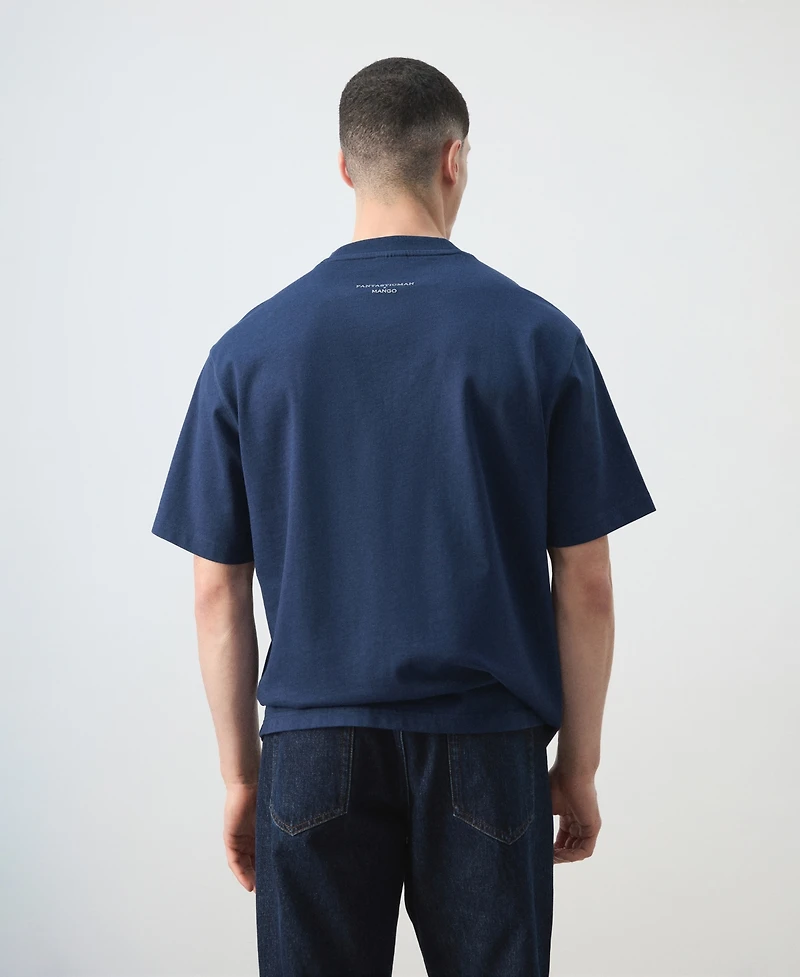 Mango Men's Cotton Printed T-Shirt