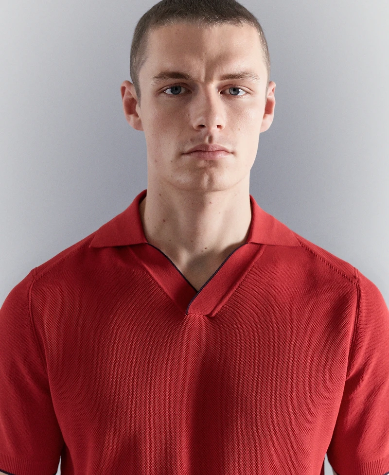 Mango Men's Contrasting Knitted Polo Shirt