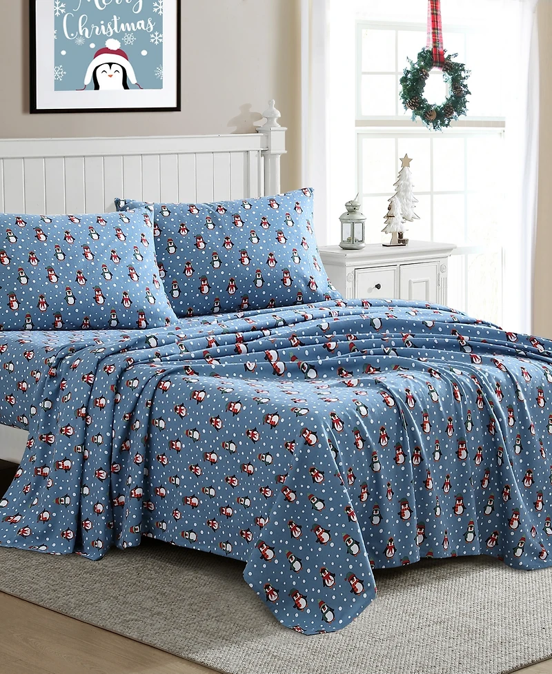 Winter Nights Cotton Flannel Queen Sheet Set