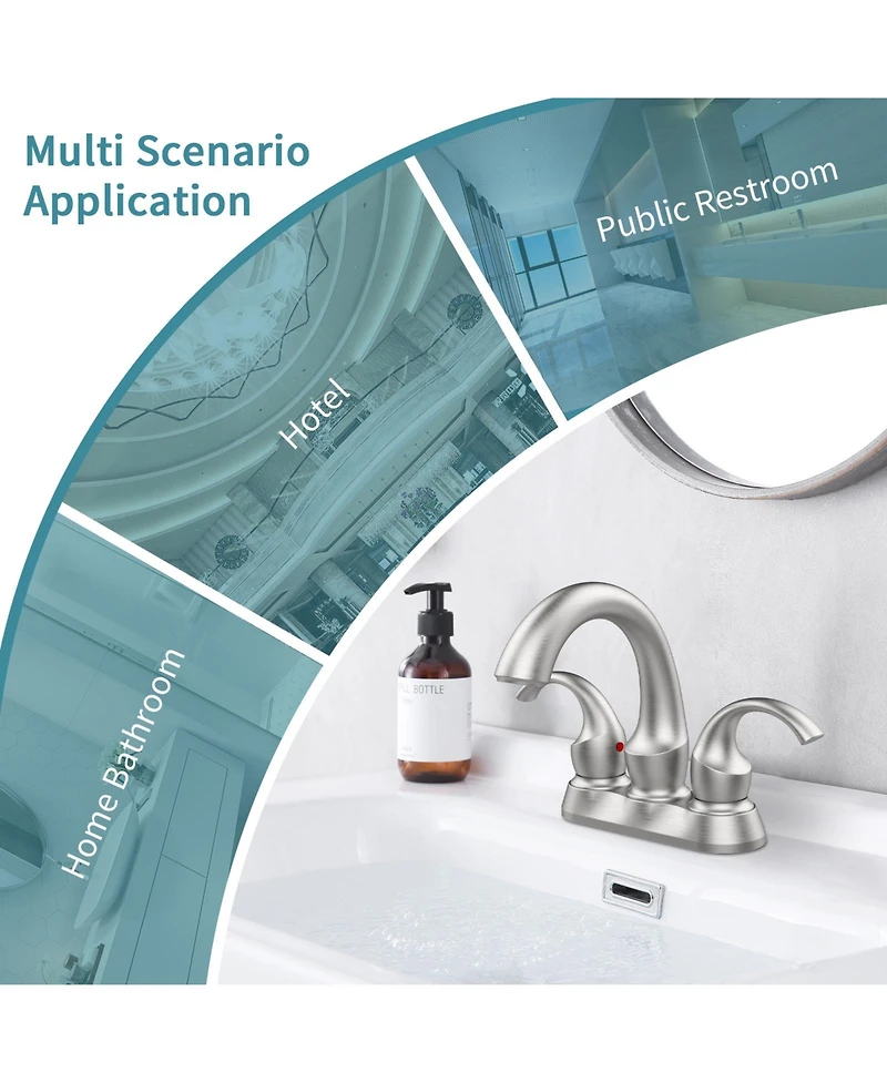Phying Bathroom Faucet 2-Handle Oil Rubbed Bronze with Aerator, Swan Style 4-inch Centerset Vanity Sink with Pop-Up Drain and Supply Hoses
