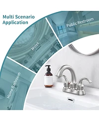Phying Bathroom Faucet 2-Handle Oil Rubbed Bronze with Aerator, Swan Style 4-inch Centerset Vanity Sink with Pop-Up Drain and Supply Hoses