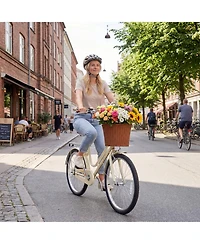 Gymax 24-Inch Beach Cruiser Bike w/Adjustable Seat Woven Basket and Rear Rack