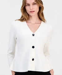 Anne Klein Women's V-Neck Peplum Cardigan
