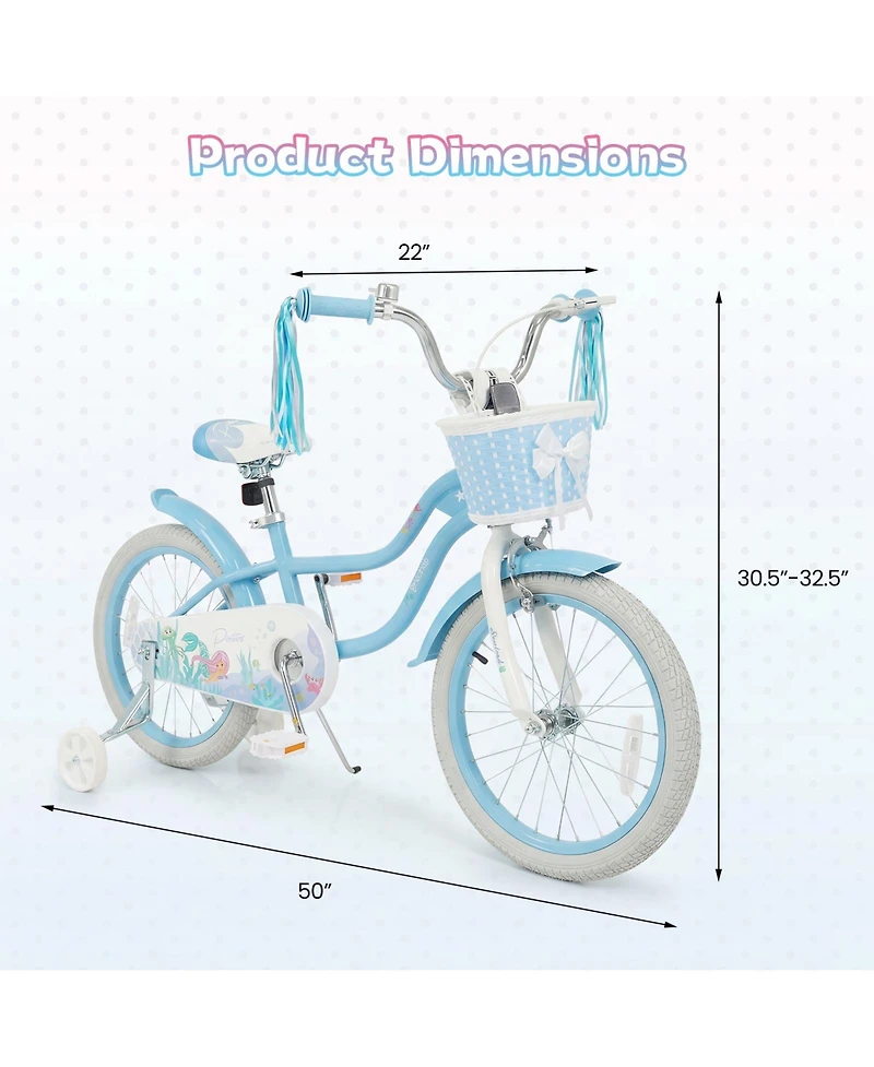 Gymax Kids Bike Toddler Bicycle with Training Wheels Hand and Coaster Brakes Handlebar