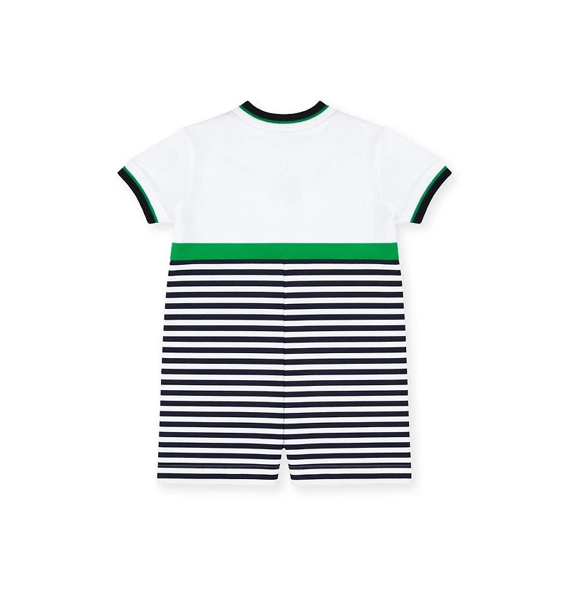 Florence Eiseman Baby Boy Stripe Knit Shortall with Tennis Rackets