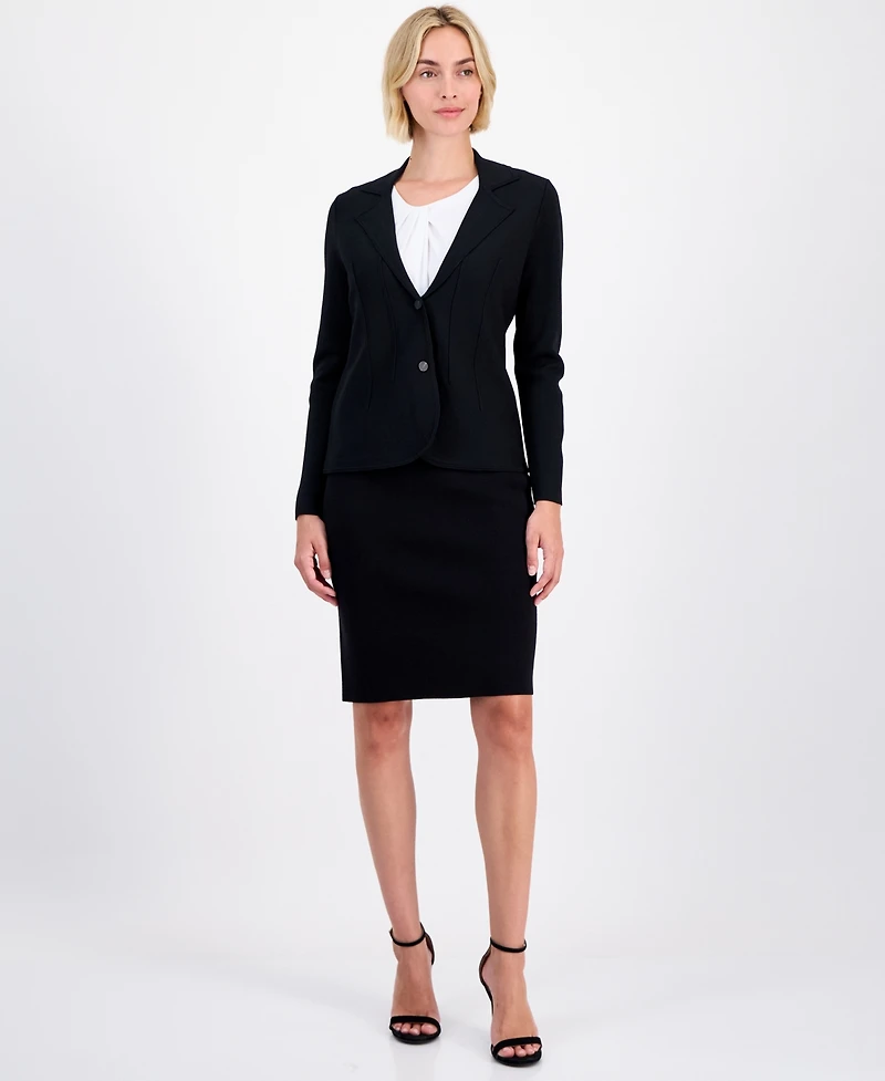 Anne Klein Women's Structured-Waist Sweater Blazer