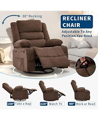 gaomon Wide 360degree(s) Swivel Rocker Recliner for Adults, Cup Holder - Upholstered Deep Seat Linen Lazy Boy Chair for Living Room and Nursery