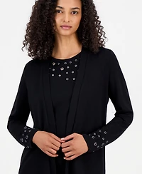 Anne Klein Women's Open-Front Grommet-Trim Cardigan