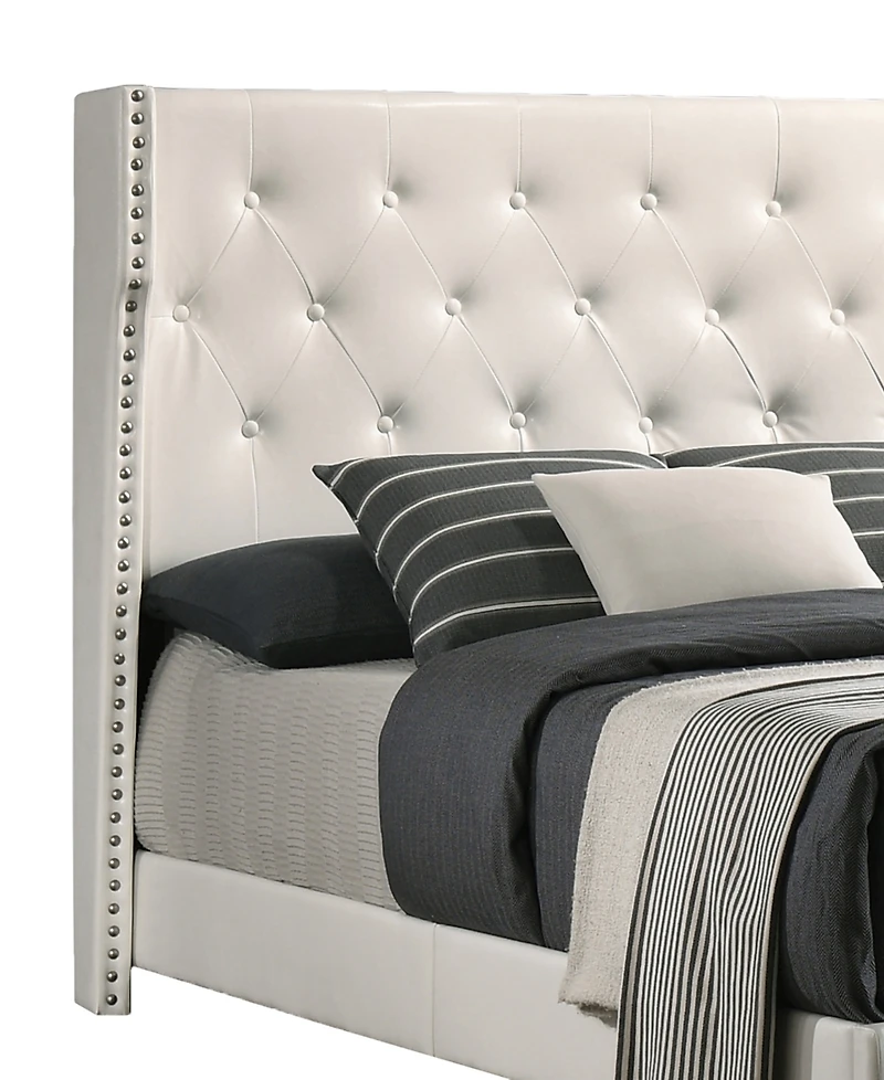 Best Quality Furniture 50" Faux Leather Full Panel Bed with Wing Headboard