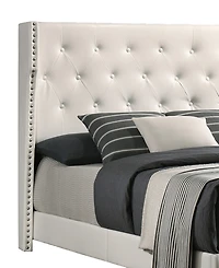 Best Quality Furniture 50" Faux Leather Full Panel Bed with Wing Headboard