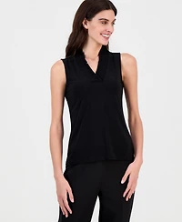 Anne Klein Women's Sleeveless Smocked V-Neck Top