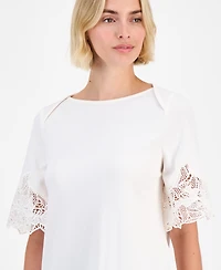 Anne Klein Women's Lace-Trim Asymmetrical Top