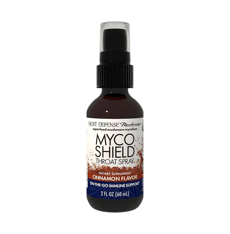 Host Defense MycoShield Throat Spray - Immune Health Support Dietary Mushroom Supplement with Chaga, Reishi