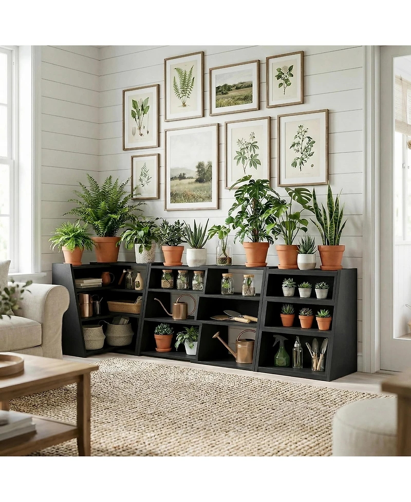 Aheaplus 3-4 Tier Expandable Ladder Shelf, Corner Bookshelf for Small Spaces
