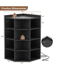 Aheaplus Corner Bookcase Cabinet with 18 Cubbies, Bookshelf Open Storage