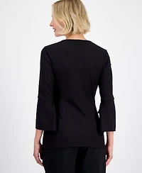 Anne Klein Women's Ribbed Surplice-Neck Wrap Top