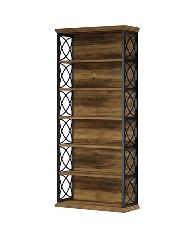 Slickblue Industrial Etagere Bookcase with 6 Open Shelves for Books and Decor
