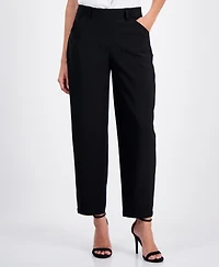 Anne Klein Petite Mid-Rise Barrel-Leg Pants