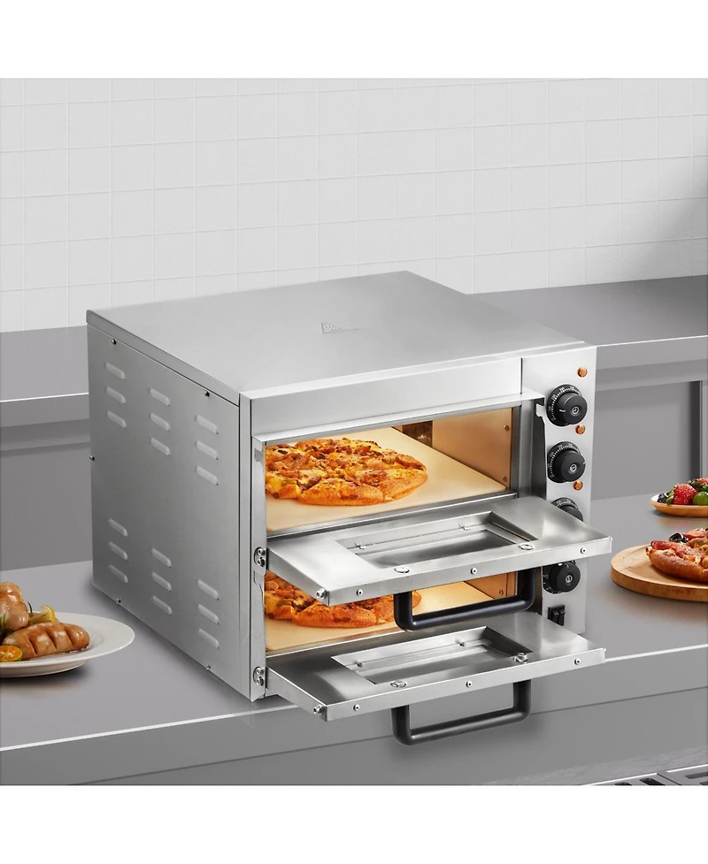 Cozito Countertop Electric Pizza Oven, Double Deck Stainless Steel Oven with Stone
