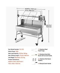 Cozito Rotisserie Grill, 38W Charcoal Spit Roaster with 132 lb Capacity