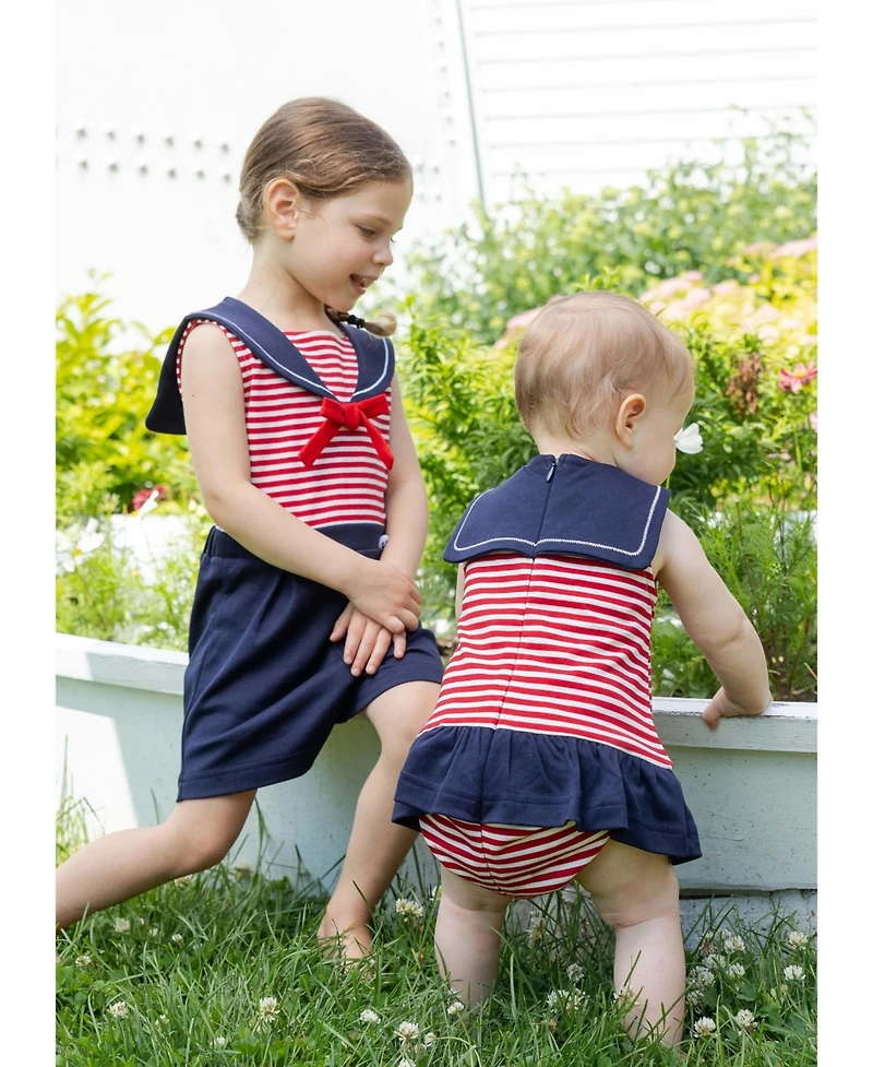 Florence Eiseman Baby Girl Stripe Knit Romper With Sailor Collar