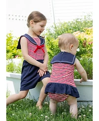 Florence Eiseman Baby Girl Stripe Knit Romper With Sailor Collar