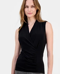 Anne Klein Women's Shirred Surplice-Neck Sleeveless Top