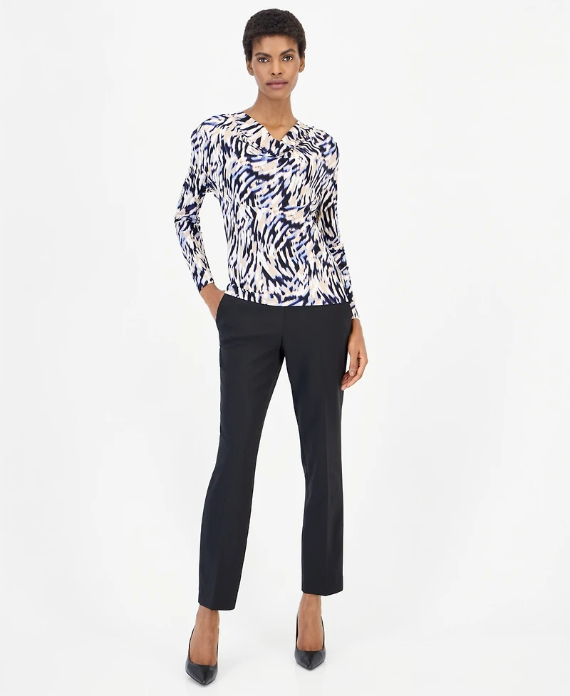 Anne Klein Women's 3Q Cowl-Neck Long-Sleeve Blouse