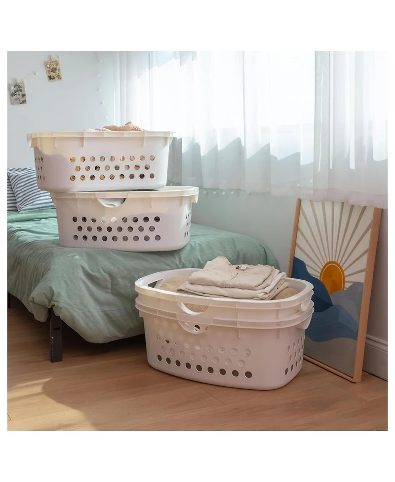 Iris 4 Pack Comfort Carry Lightweight Laundry Basket with Ergonomic Curves