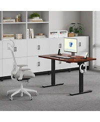 FlexiSpot Electric Height Adjustable Standing Desk Frame with Mahogany Top